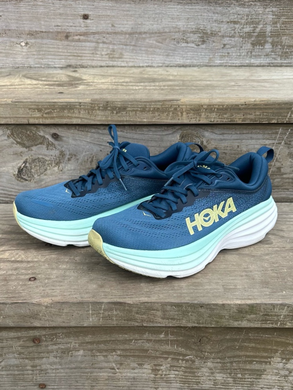 HOKA | “Midnight Ocean” Navy Blue, Aqua | Bondi 8 | Running